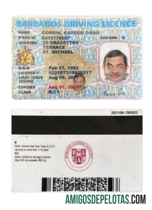 Carteira de motorista de Barbados baixar para verificação